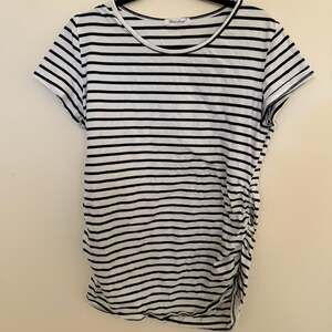 Bearsland Women's Maternity Striped Stretch Ruched T-Shirt